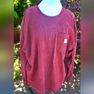 Carhartt Burgundy Long Sleeve Tee Size XL Loose Fit W Flaw